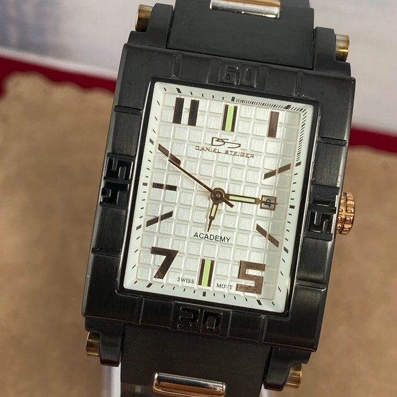 Stunning  Watch by Designer Daniel Steiger Black with 18 Karat Rose Gold - Picture 1 of 8